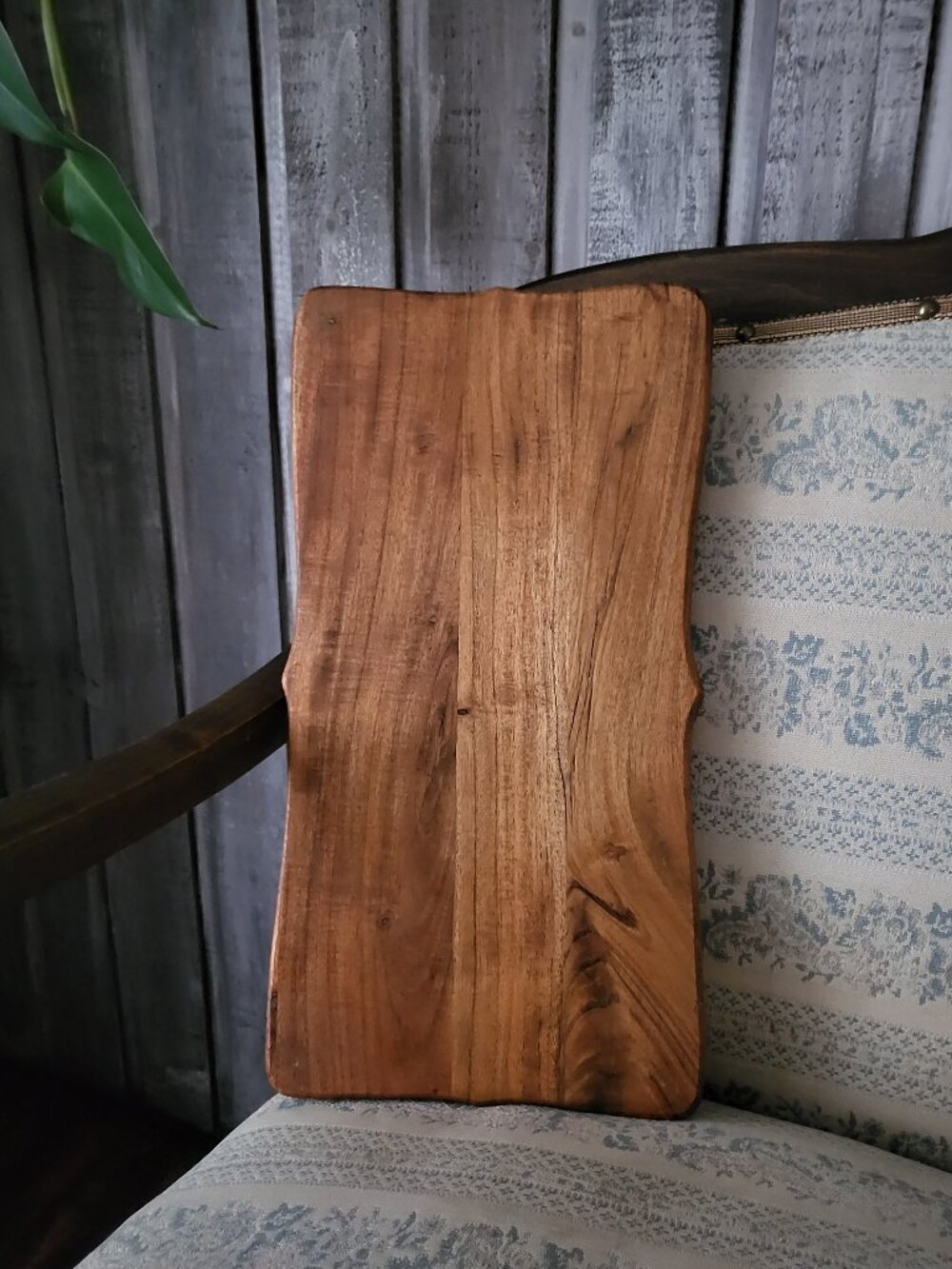 Vintage Solid Wood Pedestal Riser Footed Serving Board Live Edge Tray